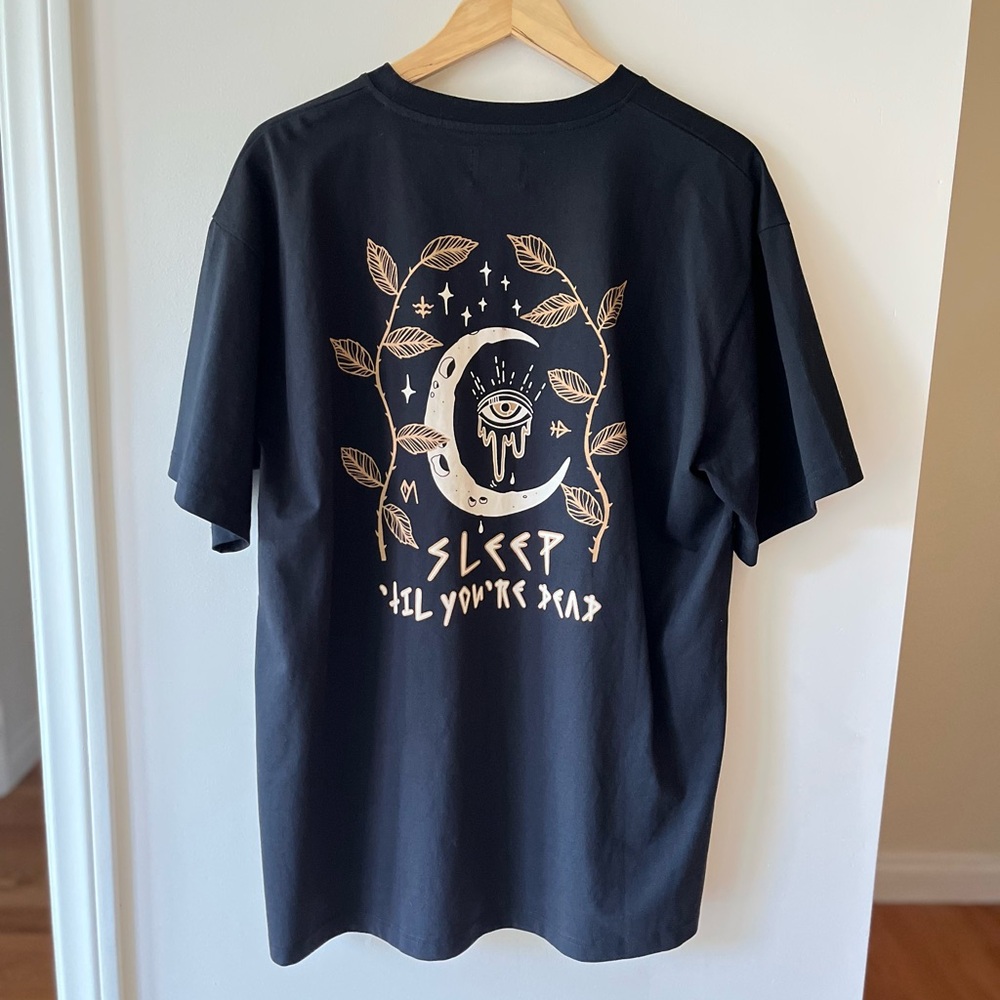 NWOT Octopied Mind Sleep ‘Til You’re Dead Black Tee T-Shirt Oversized Plus Size - Picture 3 of 9